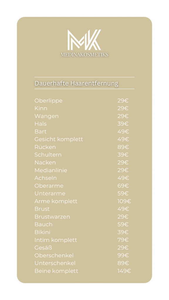 black and white minimalist hair salon price list